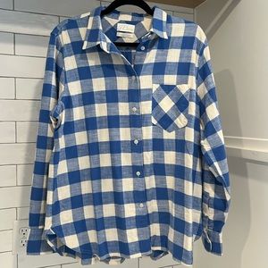 NWT!! Jcrew Women’s Blue Plaid Flannel Shirt. Size 12. 100% cotton.